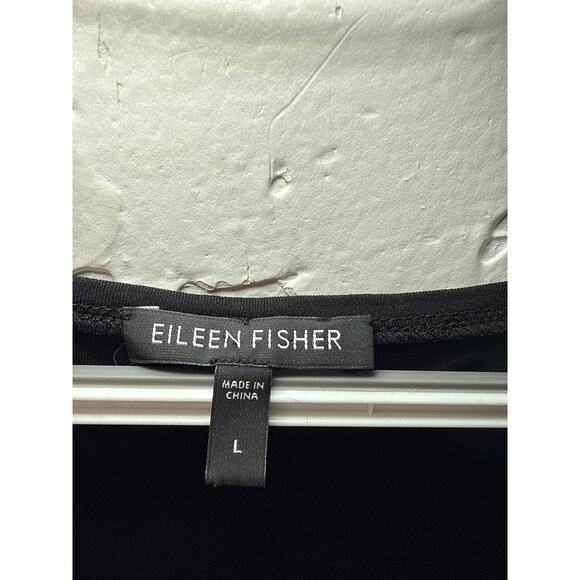 Eileen Fisher black sequin 100% silk 3/4 sleeve top womens large luxury career - Picture 3 of 8